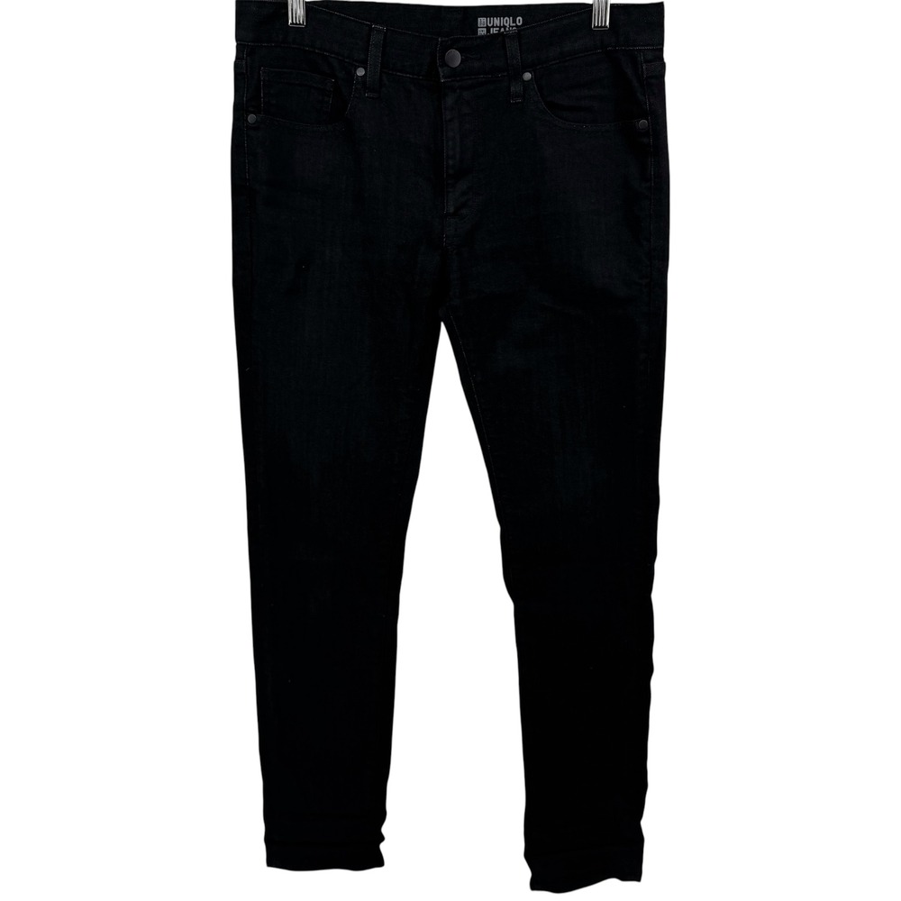 Uniqlo Miracle Air Skinny Jeans Mens 33x34 Black Stretch Denim 321-165166